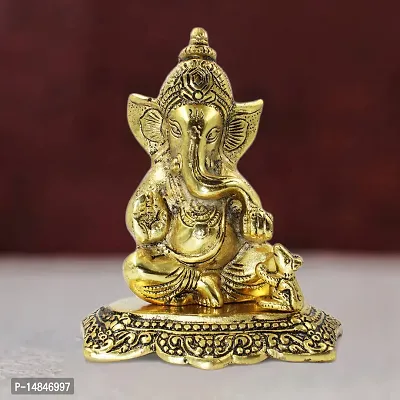 Ganesha Metal Statue, Ganpati Murti For Pooja Room  Decor Your Home, Office, Religious Idol Gift Article, Showpiece Figunrines (6.5 x 5 x 2.5 Inches)