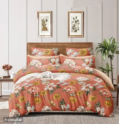 Classic Glace Cotton Printed Bedsheet with Pillow Cover-thumb0
