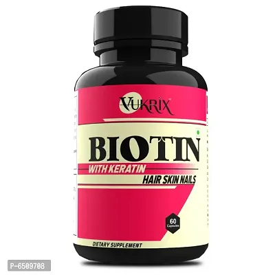 Vukrix Biotin For Hair Growth and Skin Whitening With Keratin for Hairfall Men and Women  (60 Capsules)