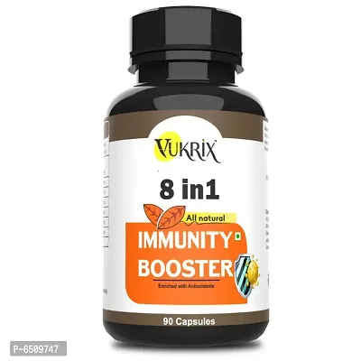 Vukrix Immunity Booster Ayurvedic Giloy Curcummin Amla Tulsi Mulethi Ginger Ashwagandha Vitamin c Capsules