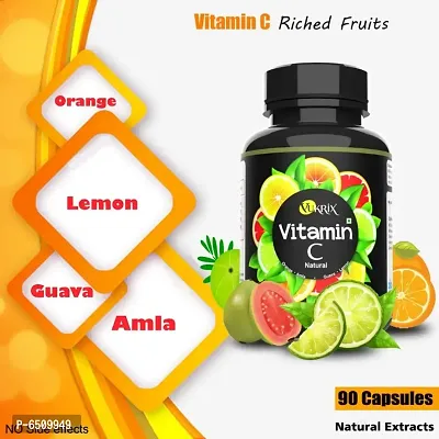 Vukrix Natural Vitamin C Immunity Booster for Men Women Amla Guava Orange Lemon  (90 Capsules)-thumb3