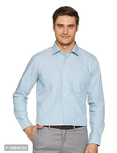 Reliable Blue Cotton Solid Long Sleeves Casual Shirts For Men-thumb0