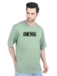 Reliable Green Cotton Blend Printed Round Neck Tees For Men-thumb1