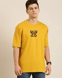 Reliable Yellow Cotton Blend Printed Round Neck Tees For Men-thumb1