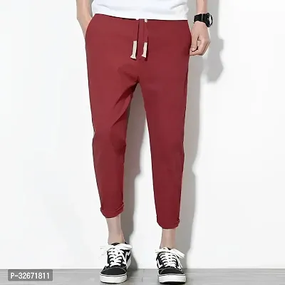 Stylish Maroon Polyester Solid Regular Track Pants For Men