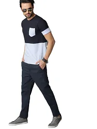 Reliable Multicoloured Cotton Blend Colourblocked Round Neck Tees For Men-thumb4