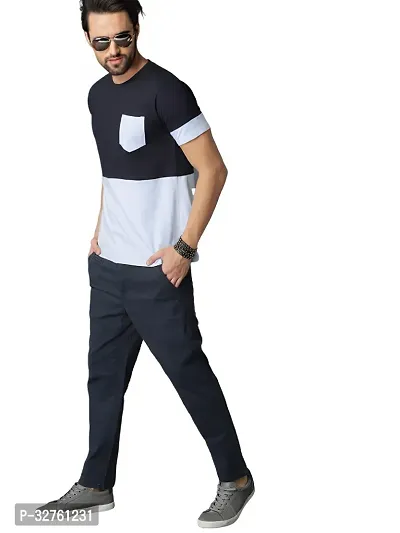 Reliable Multicoloured Cotton Blend Colourblocked Round Neck Tees For Men-thumb5