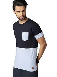 Reliable Multicoloured Cotton Blend Colourblocked Round Neck Tees For Men-thumb2