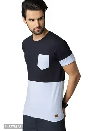 Reliable Multicoloured Cotton Blend Colourblocked Round Neck Tees For Men-thumb3