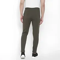 Stylish Olive Polyester Solid Regular Track Pants For Men-thumb1