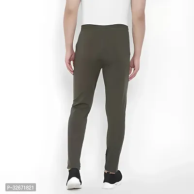 Stylish Olive Polyester Solid Regular Track Pants For Men-thumb2