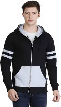 Reliable Multicoloured Cotton Blend Colourblocked Hooded Tees For Men-thumb3