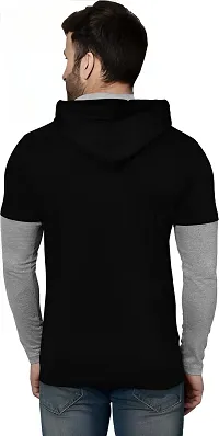 Reliable Multicoloured Cotton Blend Colourblocked Hooded Tees For Men-thumb1