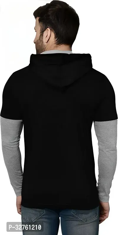 Reliable Multicoloured Cotton Blend Colourblocked Hooded Tees For Men-thumb2