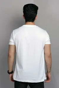 Reliable White Cotton Blend Solid Round Neck Tees For Men-thumb1