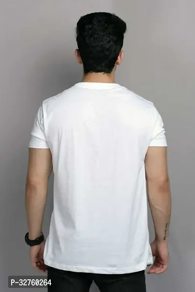 Reliable White Cotton Blend Solid Round Neck Tees For Men-thumb2