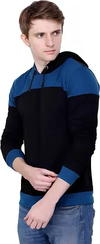 Reliable Multicoloured Cotton Blend Colourblocked Hooded Tees For Men-thumb2