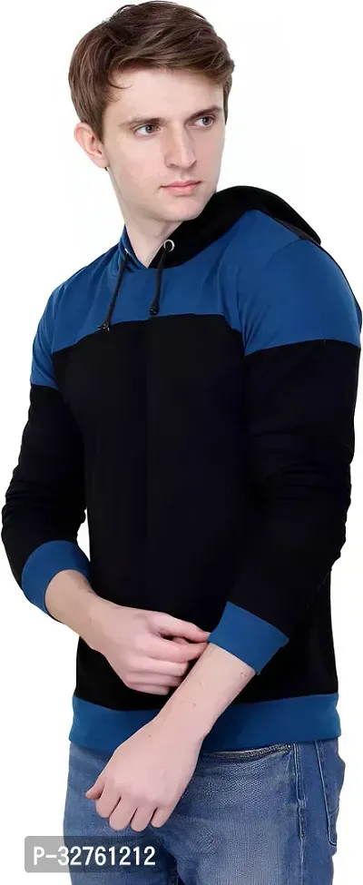 Reliable Multicoloured Cotton Blend Colourblocked Hooded Tees For Men-thumb3