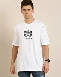 Reliable White Cotton Blend Printed Round Neck Tees For Men-thumb1