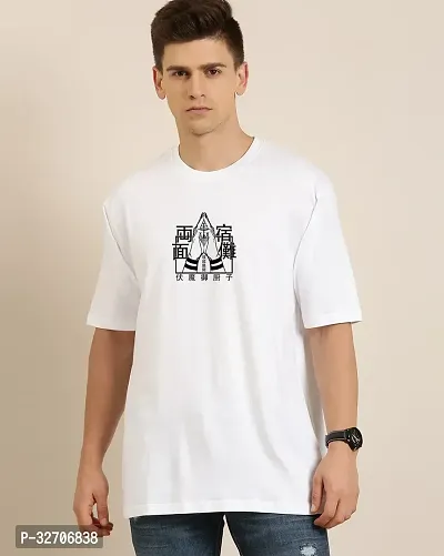 Reliable White Cotton Blend Printed Round Neck Tees For Men-thumb2