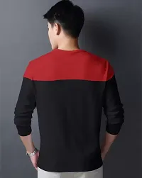 Reliable Black Cotton Blend Striped Round Neck Tees For Men-thumb1