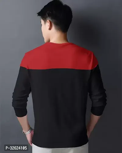 Reliable Black Cotton Blend Striped Round Neck Tees For Men-thumb2