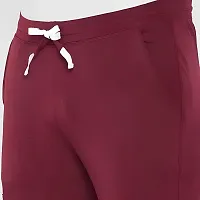 Stylish Maroon Polyester Solid Regular Track Pants For Men-thumb3