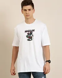 Reliable White Cotton Blend Printed Round Neck Tees For Men-thumb1