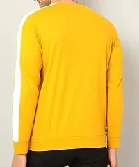 Reliable Yellow Cotton Blend Striped Round Neck Tees For Men-thumb1