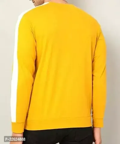 Reliable Yellow Cotton Blend Striped Round Neck Tees For Men-thumb2