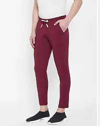 Stylish Maroon Polyester Solid Regular Track Pants For Men-thumb1