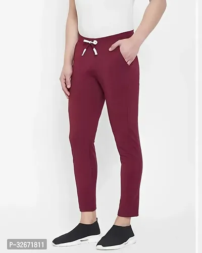 Stylish Maroon Polyester Solid Regular Track Pants For Men-thumb2