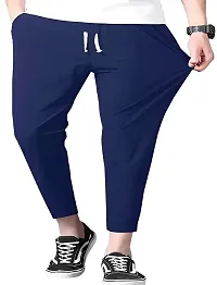 Stylish Navy Blue Polyester Solid Regular Track Pants For Men-thumb4