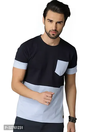 Reliable Multicoloured Cotton Blend Colourblocked Round Neck Tees For Men-thumb0