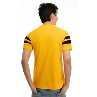 Reliable Yellow Cotton Blend Striped Round Neck Tees For Men-thumb1