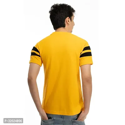 Reliable Yellow Cotton Blend Striped Round Neck Tees For Men-thumb2