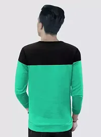 Reliable Green Cotton Blend Striped Round Neck Tees For Men-thumb1