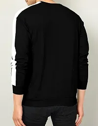 Reliable Black Cotton Blend Striped Round Neck Tees For Men-thumb3