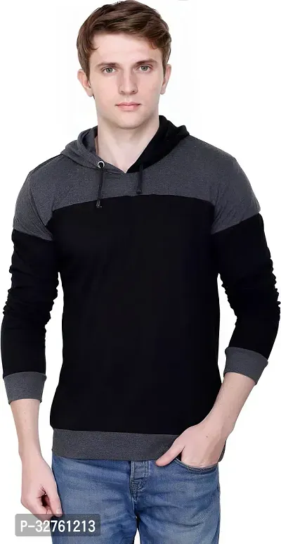 Reliable Multicoloured Cotton Blend Colourblocked Hooded Tees For Men-thumb5