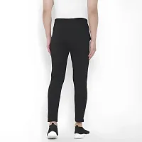 Stylish Black Polyester Solid Regular Track Pants For Men-thumb1