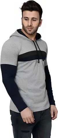 Reliable Multicoloured Cotton Blend Colourblocked Hooded Tees For Men-thumb3