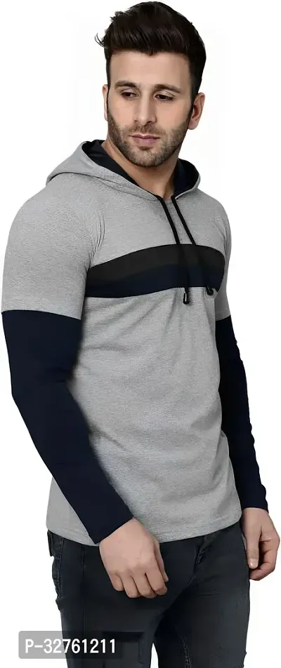 Reliable Multicoloured Cotton Blend Colourblocked Hooded Tees For Men-thumb4