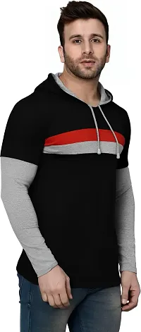 Reliable Multicoloured Cotton Blend Colourblocked Hooded Tees For Men-thumb3