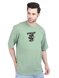 Reliable Green Cotton Blend Printed Round Neck Tees For Men-thumb1