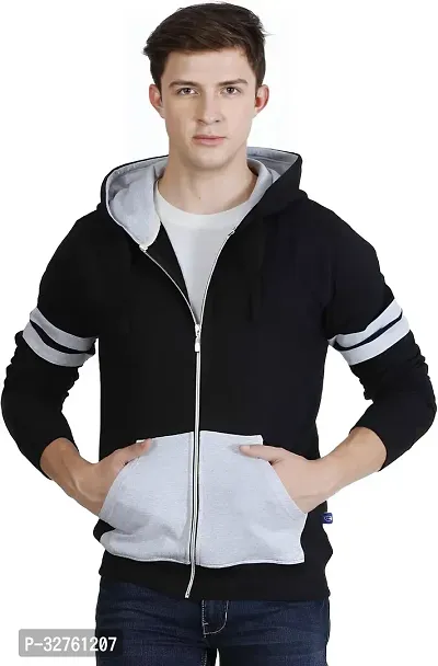 Reliable Multicoloured Cotton Blend Colourblocked Hooded Tees For Men-thumb0