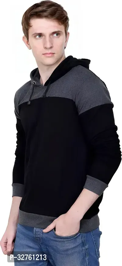 Reliable Multicoloured Cotton Blend Colourblocked Hooded Tees For Men-thumb3