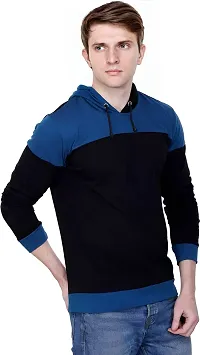 Reliable Multicoloured Cotton Blend Colourblocked Hooded Tees For Men-thumb3