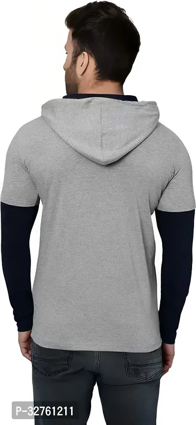 Reliable Multicoloured Cotton Blend Colourblocked Hooded Tees For Men-thumb2