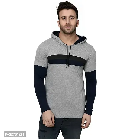 Reliable Multicoloured Cotton Blend Colourblocked Hooded Tees For Men-thumb0