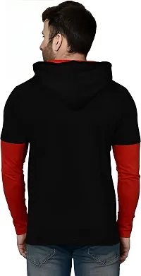 Reliable Multicoloured Cotton Blend Colourblocked Hooded Tees For Men-thumb1